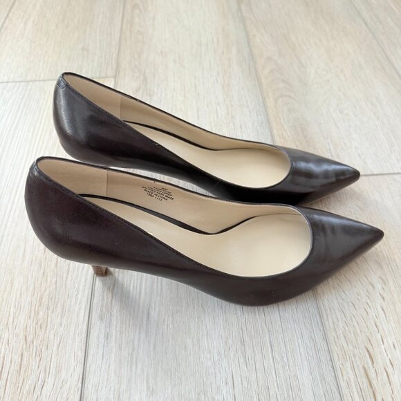 NWOT 🤎 Nine West Dark Brown Leather Ariana Pointed Toe Pumps – Size 9M - Picture 8 of 8